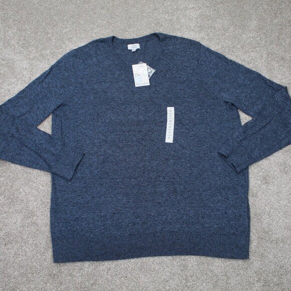Croft & Barrow Easy Care Sweater NWT Adult 2XL XXL Blue V-Neck L/S Pullover - Picture 1 of 14
